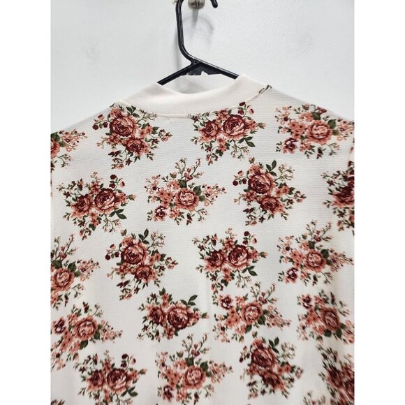 Le Lis Womens Varsity Jacket Size Large Ivory Pink Floral Zip Front Lightweight - Picture 6 of 6